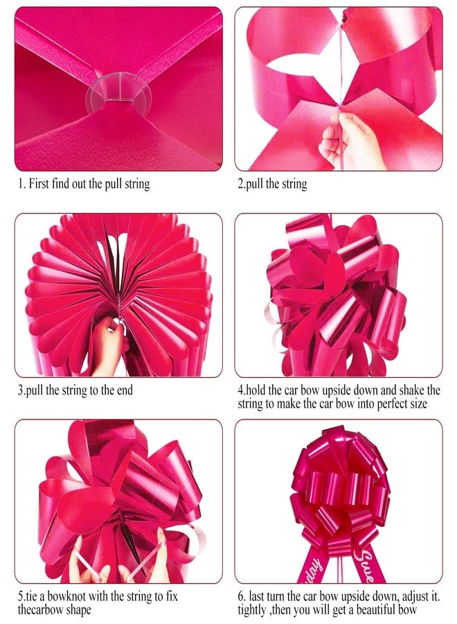 Bmpzery Rose Red Car Bow with Happy Birthday Sweet 16,Giant Happy Birthday Pull Bow with 20ft Ribbon for Car,Big Ribbon Decorative Cars Bows,for Birthdays Party Decorations and Gift Wrapping(20 Inch - Image 3