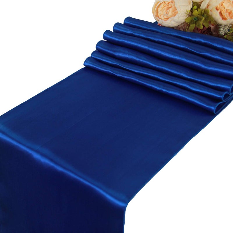 WELMATcH Royal Blue Satin Table Runners - 5 pcs Wedding Banquet Party Event Decoration Table Runners (Royal Blue  5)
