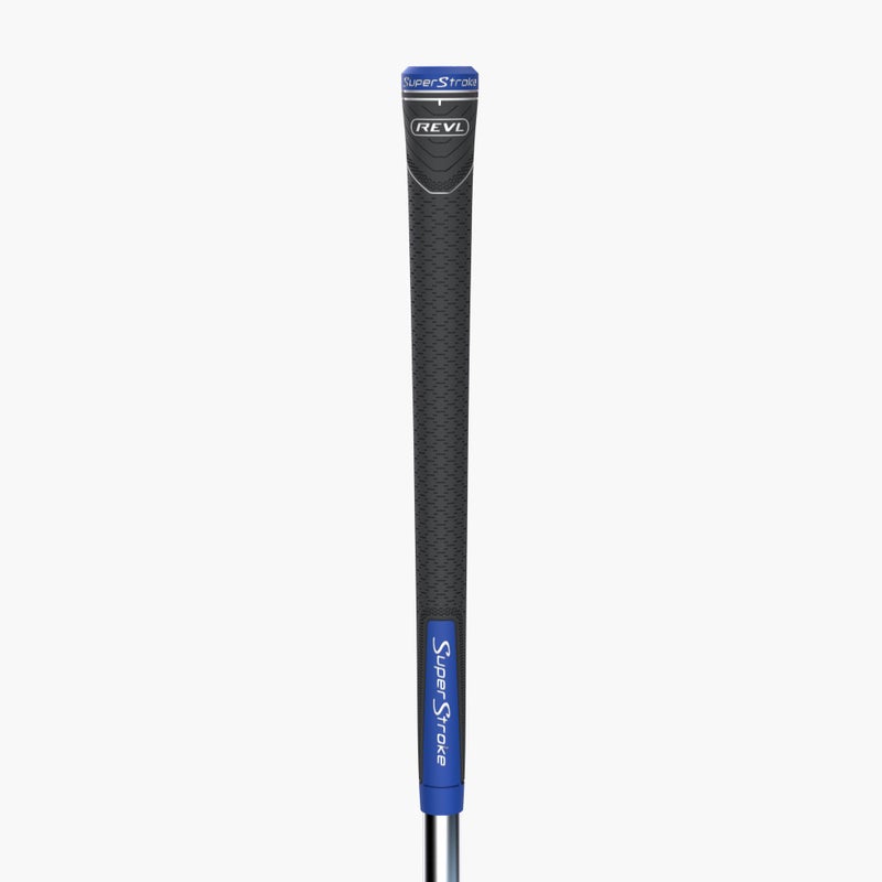 Super Stroke قبضات مضرب الجولف SuperStroke REVL Player Standard، .60 دائري، تحكم في جميع الأحوال الجوية وأداء طويل الأمد في تصميم متين وعالي الجر، رمادي/أزرق - Image 1