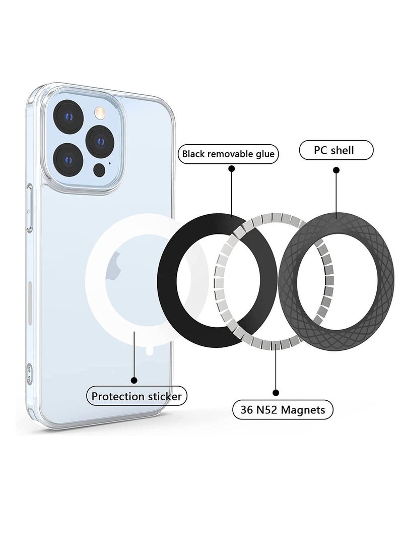 Y&D Universal Magnetic Ring, Wireless Charging Conversion Kit, Charger Metal Rings Compatible with iPhone 14/14 Pro/13 mini/13 Pro Max/12 Galaxy S21 etc(White,2pcs)  - Image 2