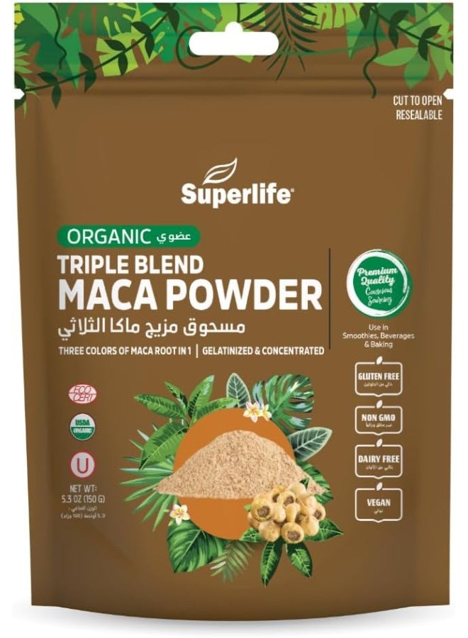 SuperLife  Triple Blend Maca Powder 150g | Gelatinized Peruvian Maca Root | For Energy, Stamina & Mood Support, 5.3 Oz - Image 1