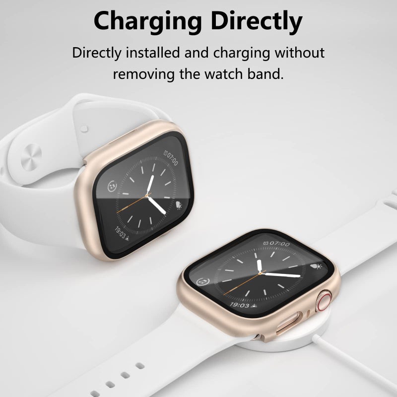 COMMUTER 3 Pack Case with Tempered Glass Screen Protector for Apple Watch SE(3nd) 2025 SE 2/1 Series 6/5/4 44mm, Hard PC Ultra-Thin Cover for iwatch SE 3/SE 2/SE/6/5/4 44mm, Black/Clear/Starlight - Image 5