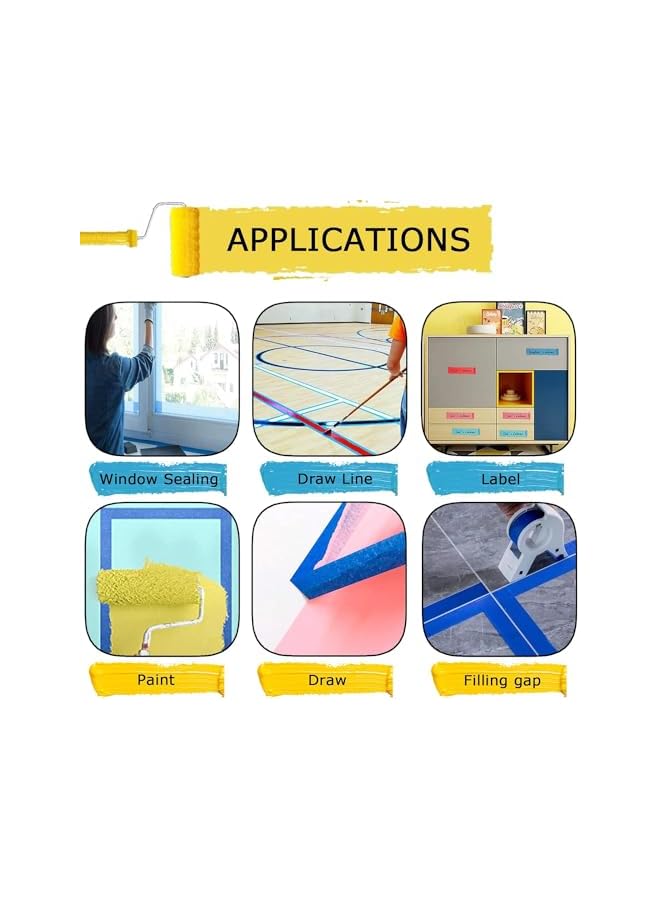 PROMASS promass Painters Masking Tape, 10 Rolls 25mmx20m Blue Painters Tape, Decorating Paint Tape, Bulk Masking Tape, Safe Paint Paper Tape for Wall Painting Decoration Supplies Automotive Home  - Image 2