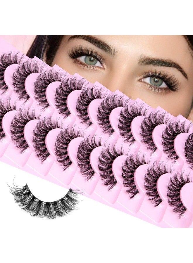 calphdiar False Lashes Natural Eyelashes Fluffy Lashes D Curl Eyelashes 14Mm 3D Volume Wispy Fake Eyelashes Strips Clear Band 10 Pairs Lashes Pack By Calphdiar - Image 1