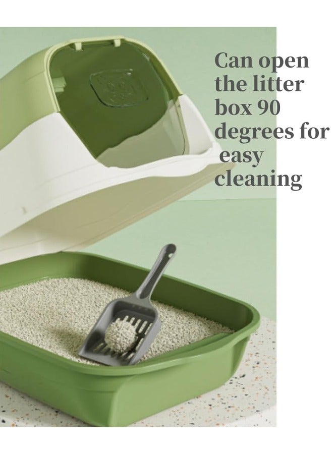 Litter Box with Lid, Front Entry Enclosed Extra Large Litter Box Removable Cat litter Box for Big Cats & Kitty, Top Exit Cat Pan with Scoop, Green - Image 3