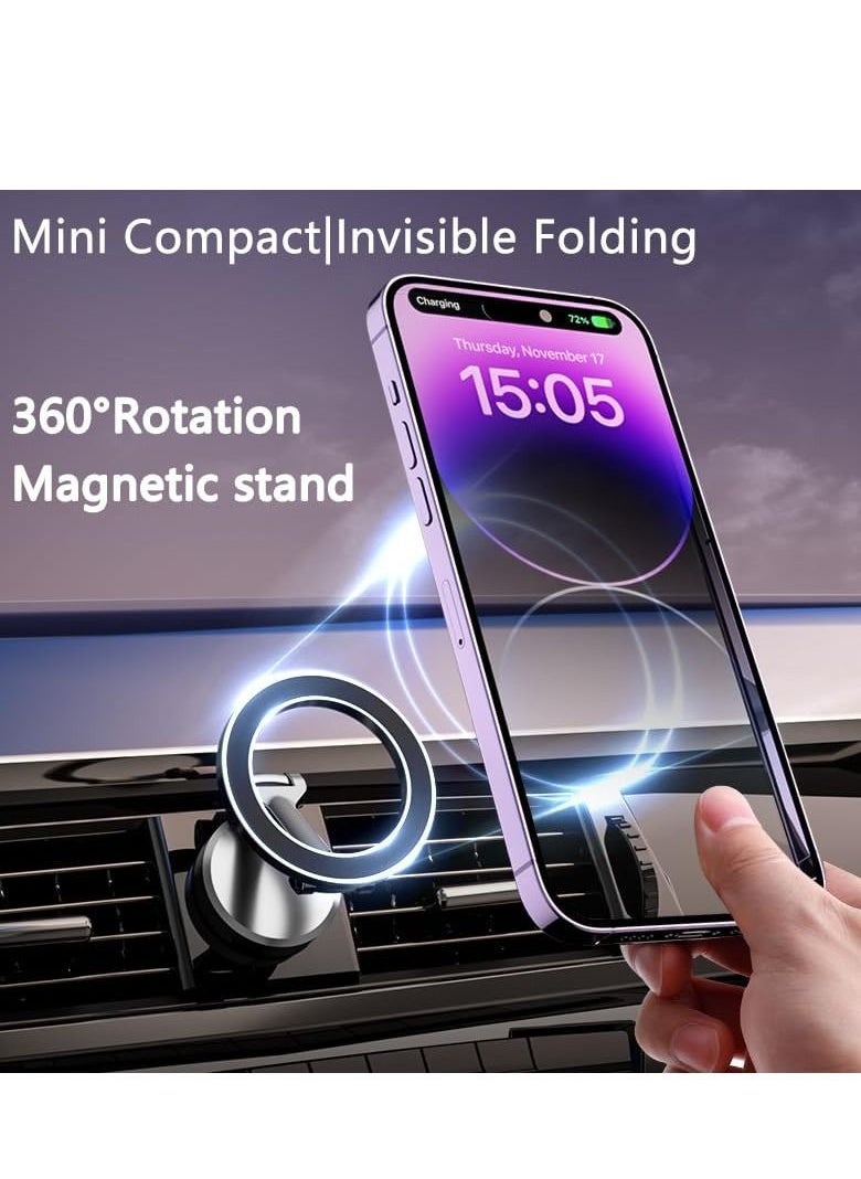 Excefore - Magnetic Car Phone Holder, Air Vent Magnetic Charger Car Mount,  Adjustable Phone Mount for Car, Suitable for iPhone 14/13/12 Pro Max Plus Mini& MagSafe Case (Grey) - Image 1
