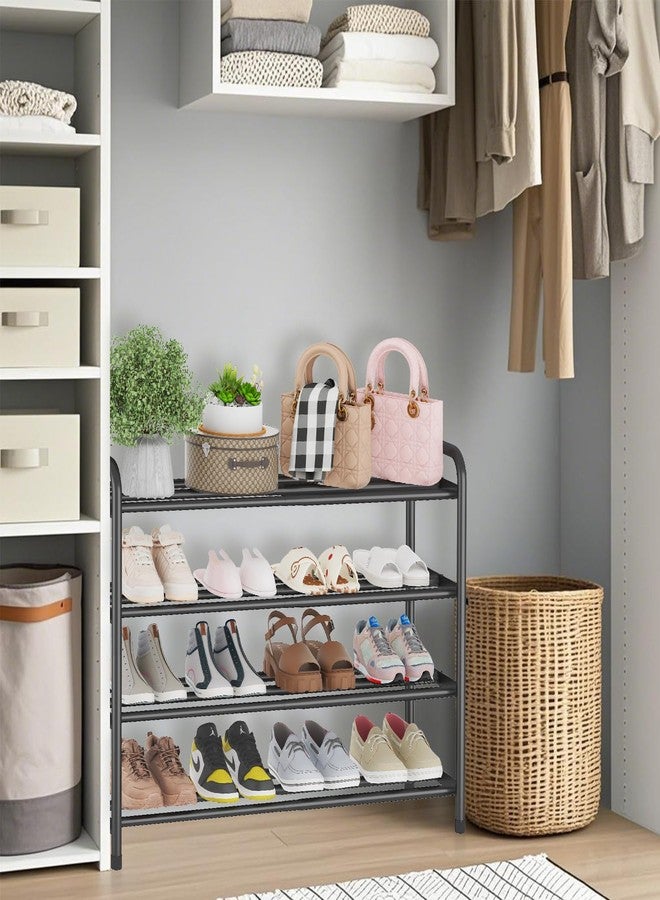 KANAV 4-Tier Expandable Shoe Rack – Adjustable Shoe Organizer & Shoe Storage for Closet, Entryway, and Front Door – Space-Saving Shoe Shelf and Rack Organizer for Home - Black - Image 5