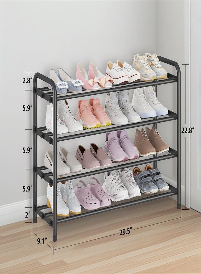 KANAV 4-Tier Expandable Shoe Rack – Adjustable Shoe Organizer & Shoe Storage for Closet, Entryway, and Front Door – Space-Saving Shoe Shelf and Rack Organizer for Home - Black - Image 2