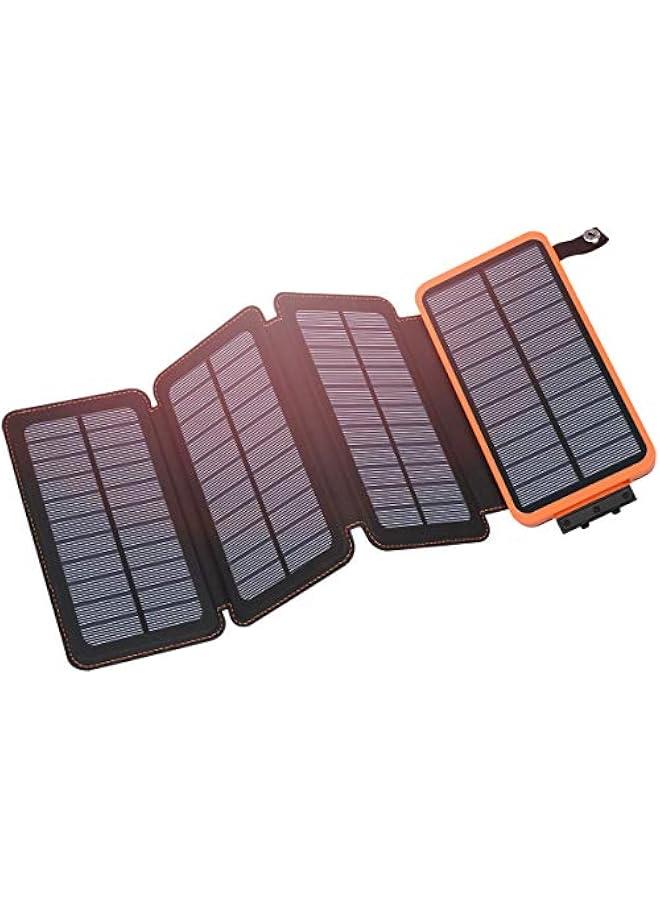 General Solar Charger 25000mAh, Outdoor USB C Portable Power Bank with 4 Solar Panels, 3A Fast Charge External Battery Pack with 3 USB Outputs Compatible with Smartphones, Tablets, etc.  - Image 1