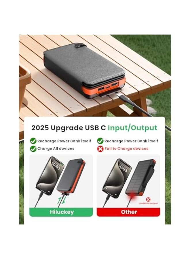 General Solar Charger 25000mAh, Outdoor USB C Portable Power Bank with 4 Solar Panels, 3A Fast Charge External Battery Pack with 3 USB Outputs Compatible with Smartphones, Tablets, etc.  - Image 4