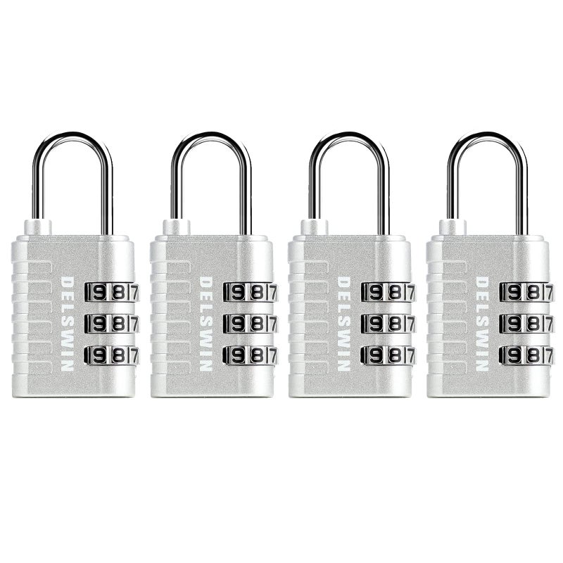 3Digit Small Combination Lock for Locker 4 Pack Resettable Luggage Locks for Travel Backpack Suitcase Gym Employee Locker Lock Combo Padlock