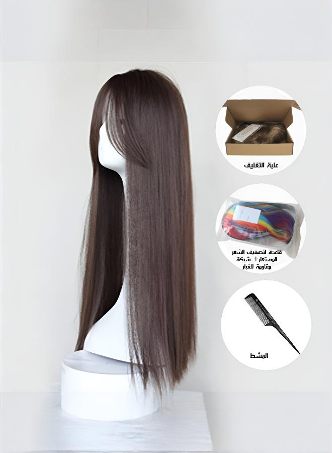 شعر مستعار مستقيم طويل مع غرة - الأكثر مبيعًا - Image 1