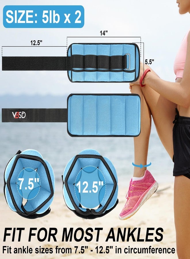 VBSD Adjustable Ankle Weights for Men Women, 10lb 1 Pair Leg Weight Straps, Weighted Ankle Weights Set for Gym, Yoga, Jogging, Walking, Aerobics, 1-5 lbs Each Ankle, 1 Pair 2-10 lbs, Blue - Image 2