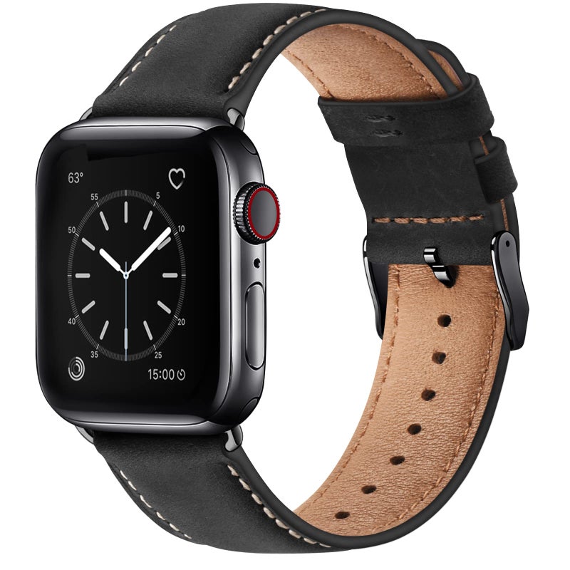 SUNFWR Leather Bands Compatible with Apple Watch Band 42mm(Series 3 2 1) 44mm 45mm 46mm 49mm for Men Women, Top Grain Genuine Leather Replacement Strap for iWatch Ultra 3 2 1, SE3 2 1, Series 11 10 9 8 7 6 5 4 3 2 1 - Image 1