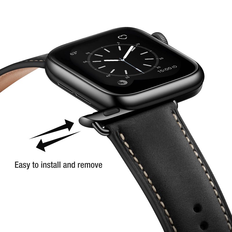 SUNFWR Leather Bands Compatible with Apple Watch Band 42mm(Series 3 2 1) 44mm 45mm 46mm 49mm for Men Women, Top Grain Genuine Leather Replacement Strap for iWatch Ultra 3 2 1, SE3 2 1, Series 11 10 9 8 7 6 5 4 3 2 1 - Image 5