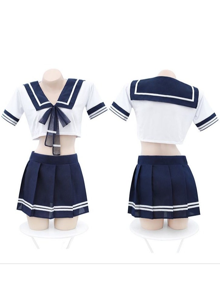 Generic - Lingerie Set with Tie for Women Girls Naughty College Style Cosplay Uniform Costume Comfy and Soft Ladies Cute Top and Skirt Sets - Image 1