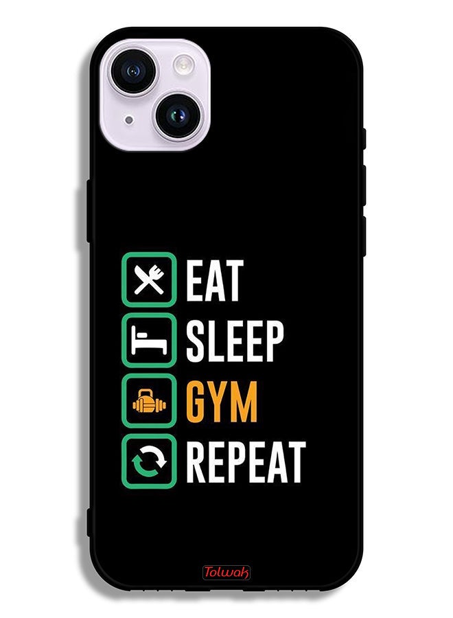 Tolwak Apple iPhone 14 Protective Case Eat Sleep Gym Repeat - Image 2