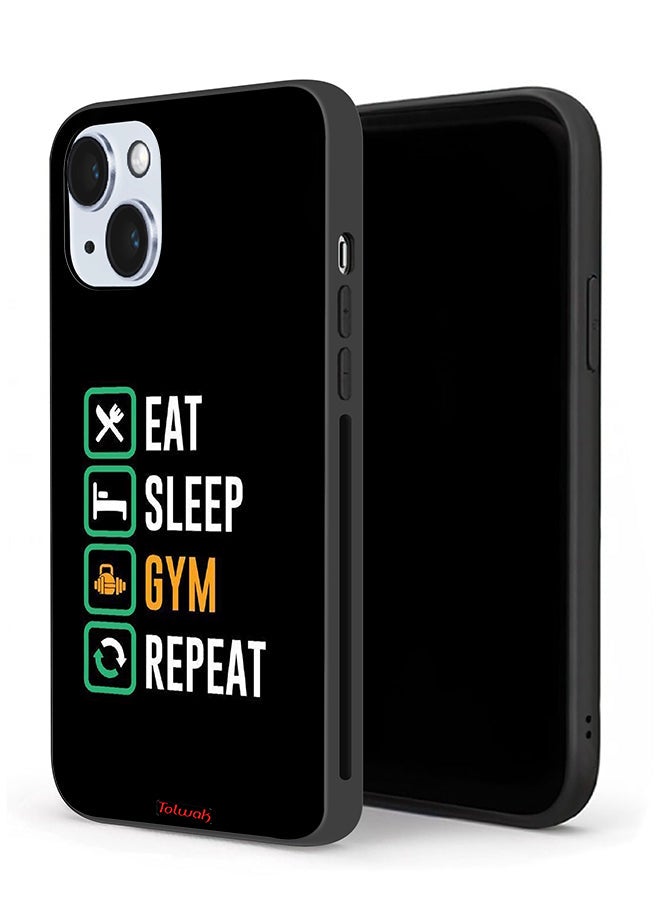 Tolwak Apple iPhone 14 Protective Case Eat Sleep Gym Repeat - Image 1