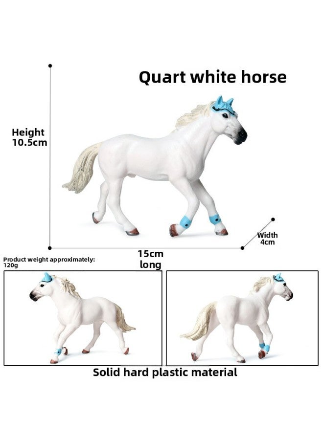 Solid Realistic Animal Horse Model Foal Stallion Black Horse Wild Children's Cognitive Toys Wild Animal Models-Color:M-321 Quarte White Horse [0.103kg]] - Image 1