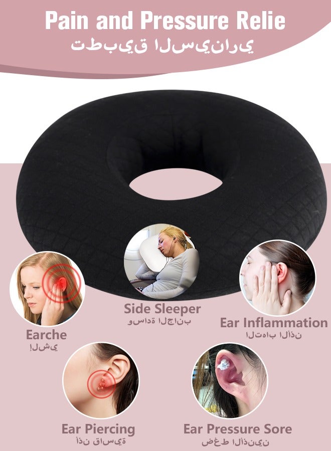 Ear Piercing Pillows for Side Sleeper with Ear Hole CNH Piercing Pillows Support Head Ear Pain Relief Ear Pressure Sore Side Sleeping Ear Guard, Black  - Image 4