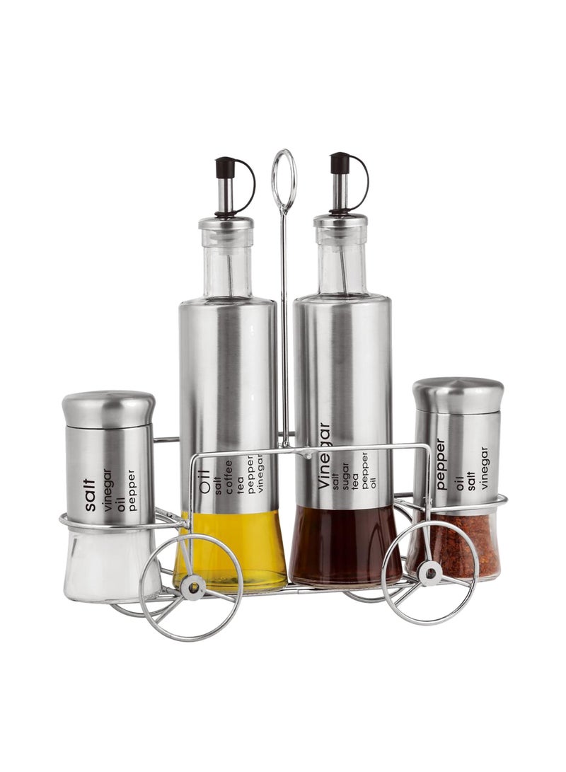 المنزل الذكي بهارات بهارات فلفل ملح توابل | طقم طهي 5 قطع من الفولاذ المقاوم للصدأ لهزازات الملح والفلفل والعقرب والفلفل والمزيد | سالت شاكر من هوم سمارت - Image 1