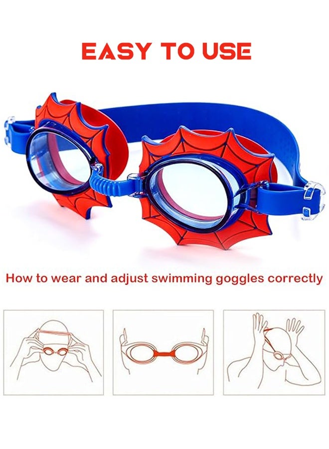 SPIDERMAN Kids Spider-Man Swimming Cap & Goggles Set, Cartoon Marvel Spider Man Silicone Swim Hat Anti-Fog Waterproof Swimming Glasses for Boys Pool Beach Water Sports - Image 3