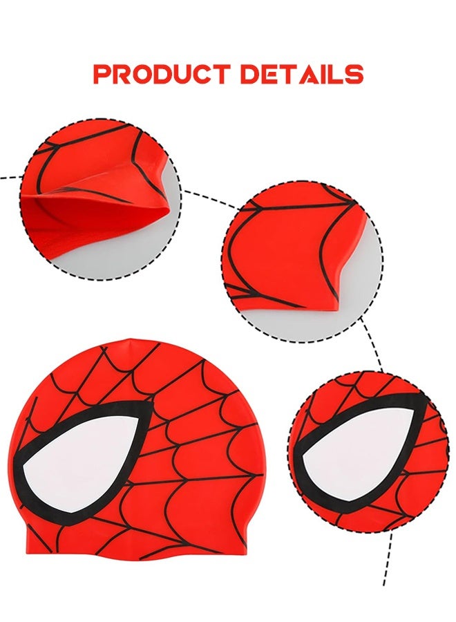 SPIDERMAN Kids Spider-Man Swimming Cap & Goggles Set, Cartoon Marvel Spider Man Silicone Swim Hat Anti-Fog Waterproof Swimming Glasses for Boys Pool Beach Water Sports - Image 2