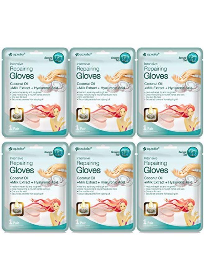 Epielle Intensive Repairing Hand Masks (Gloves-6Pk) For Dry Hands Spa Masks | Coconut Oil + Milk Extract + Hyaluronic Acid | Skincare Gifts | Skincare Party Favors - Image 2