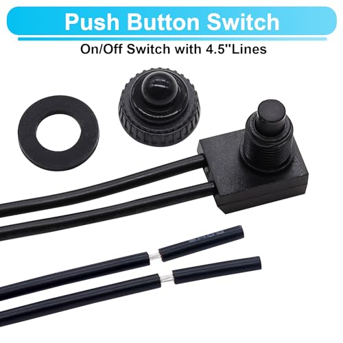 TWTADE مفتاح دفع مقاوم للماء TWTADE 2PCS 12V ON/Off SPST للدراجة النارية/سيارة أوتوماتيكية مروحة حمام مع خطوط 4.5'' KP-107 - Image 2