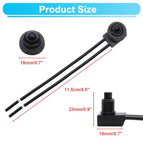 TWTADE مفتاح دفع مقاوم للماء TWTADE 2PCS 12V ON/Off SPST للدراجة النارية/سيارة أوتوماتيكية مروحة حمام مع خطوط 4.5'' KP-107 - Image 5