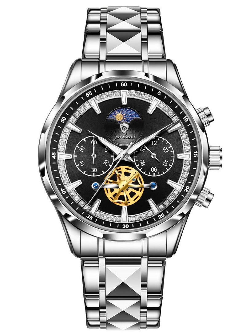 GOHUOS Watches for Men, Top Brand Luxury Stainless Steel Band Waterproof Luminous Chronograph Analog Classic Quartz Wrist Watch - 43mm - Father or Boyfriend Gift - Image 5