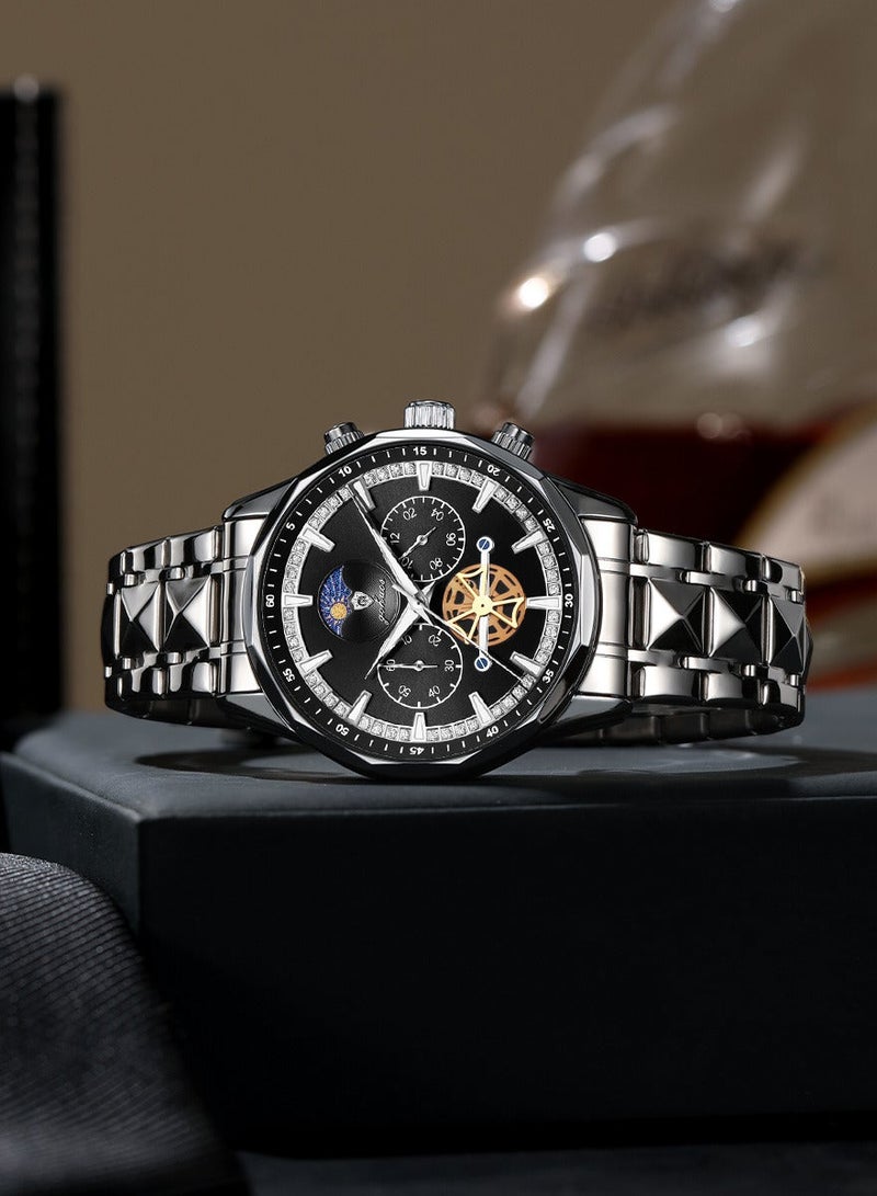 GOHUOS Watches for Men, Top Brand Luxury Stainless Steel Band Waterproof Luminous Chronograph Analog Classic Quartz Wrist Watch - 43mm - Father or Boyfriend Gift - Image 3