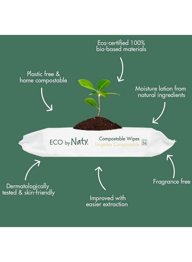 إيكو من ناتي مناديل إيكو باي ناتي للأطفال بدون رائحة - قابلة للتحلل بنسبة 100% ومستخلصة من النباتات، مناسبة لبشرة الأطفال حديثي الولادة والحساسة (168 منديل - 3 عبوات من 56 منديل) - Image 1