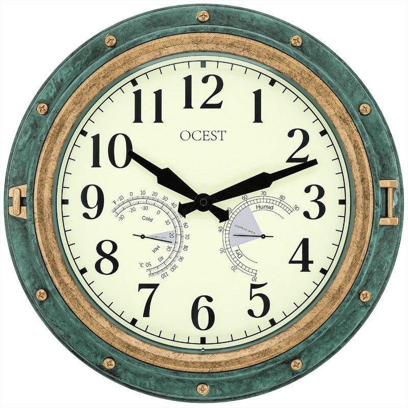 18 Inch Large Indoor Outdoor Clock, Waterproof Silent Oversized Wall Clock with Large Display for Garden Pool Patio Living Room Office Decorative, Blue
