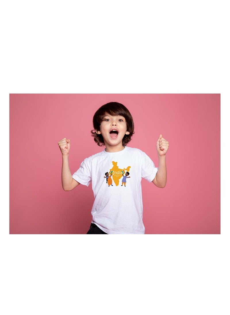 Generic - India T-shirt For Celebrating 75th Republic Day Of  Design Printed Short Sleeve Round Neck T-shirt For Unisex Kids - Image 1