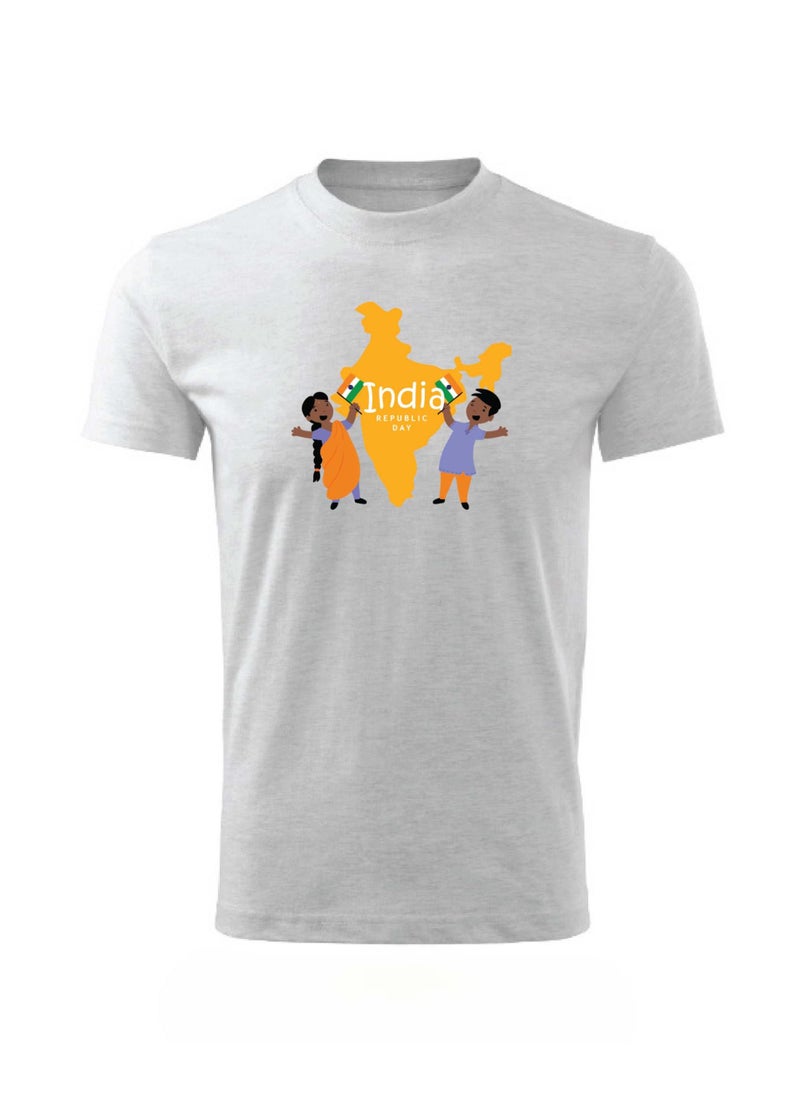 Generic - India T-shirt For Celebrating 75th Republic Day Of  Design Printed Short Sleeve Round Neck T-shirt For Unisex Kids - Image 1