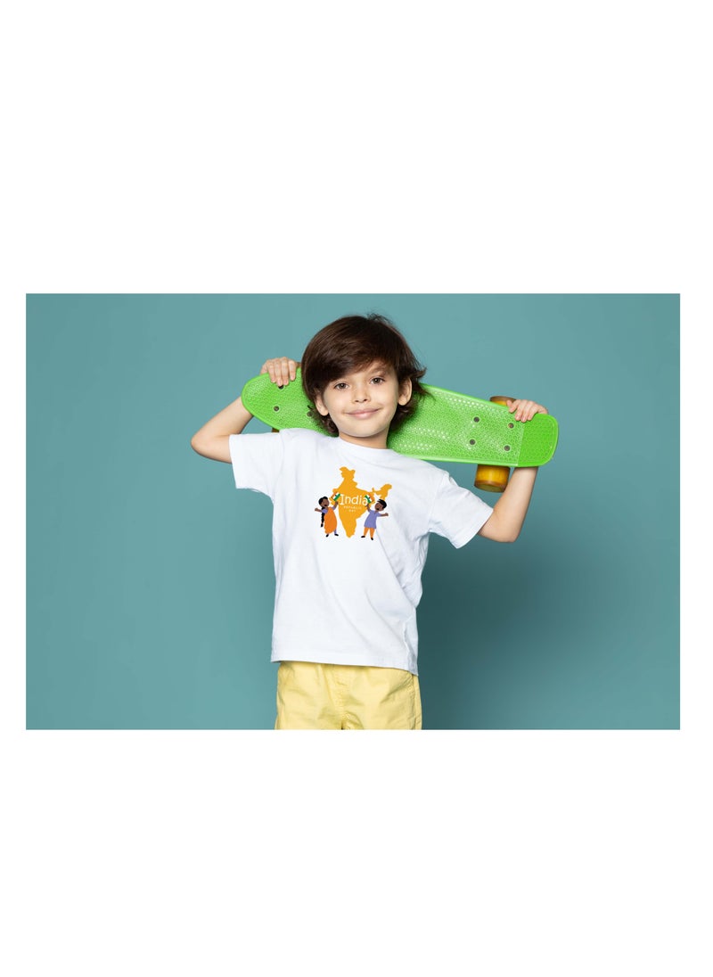 Generic - India T-shirt For Celebrating 75th Republic Day Of  Design Printed Short Sleeve Round Neck T-shirt For Unisex Kids - Image 1