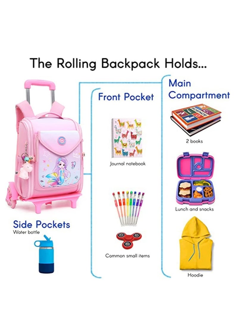 Generic - Children Trolley School Bags Large Capacity Kids' Bookbag Students Rolling Backpack Travel Wheeled Kids' Luggage Bag for Elementary Girls Schoolbag - Image 1