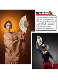SYOSI Folding Hand Fans, Bamboo Handheld Silk Fans - Chinese Vintage Style Handheld Silk Folding Fan with Silk Storage Bag for Birthday Wedding Party Decoration (Grey-panda)  - Image 2