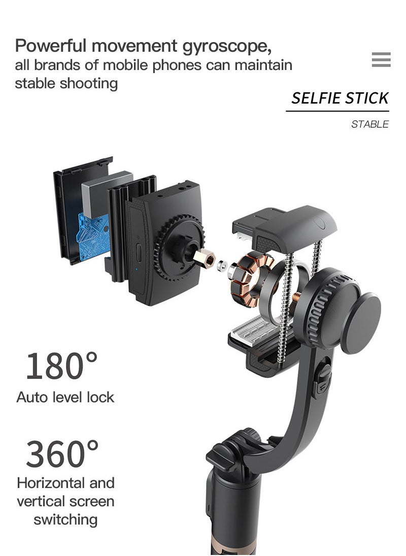 Sharpdo - Mobile Phone Three-axis Stabilizer Handheld Gimbal With Fill Light Anti-shake Single-axis Selfie Stick - Image 1