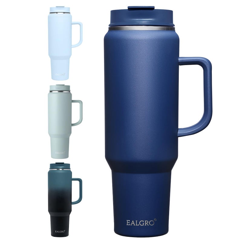 EALGRO EALGRO 50 oz Tumbler with Handle  Insulated Tumblers with Lid and Straw  Large Metal Sports Water Bottle Jug  Thermal Stainless Steel Travel Coffee Mug Cup  Navy - Image 1