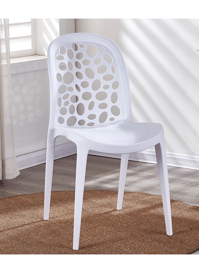 LANNY Jeffcoco Furniture back hole design stackable chair Injection processing Fixed leg plastic leisure chair outdoor/indoor outside/inside Patio/Garden chair Water/sun proof Dining chair (White 1 piece)  - Image 2