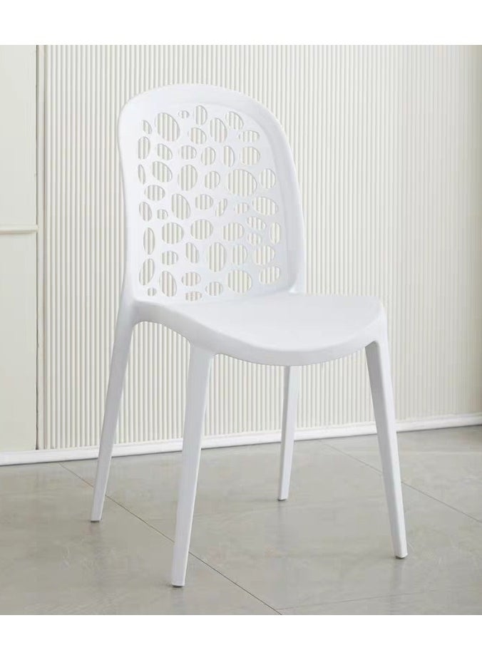 LANNY Jeffcoco Furniture back hole design stackable chair Injection processing Fixed leg plastic leisure chair outdoor/indoor outside/inside Patio/Garden chair Water/sun proof Dining chair (White 1 piece)  - Image 3