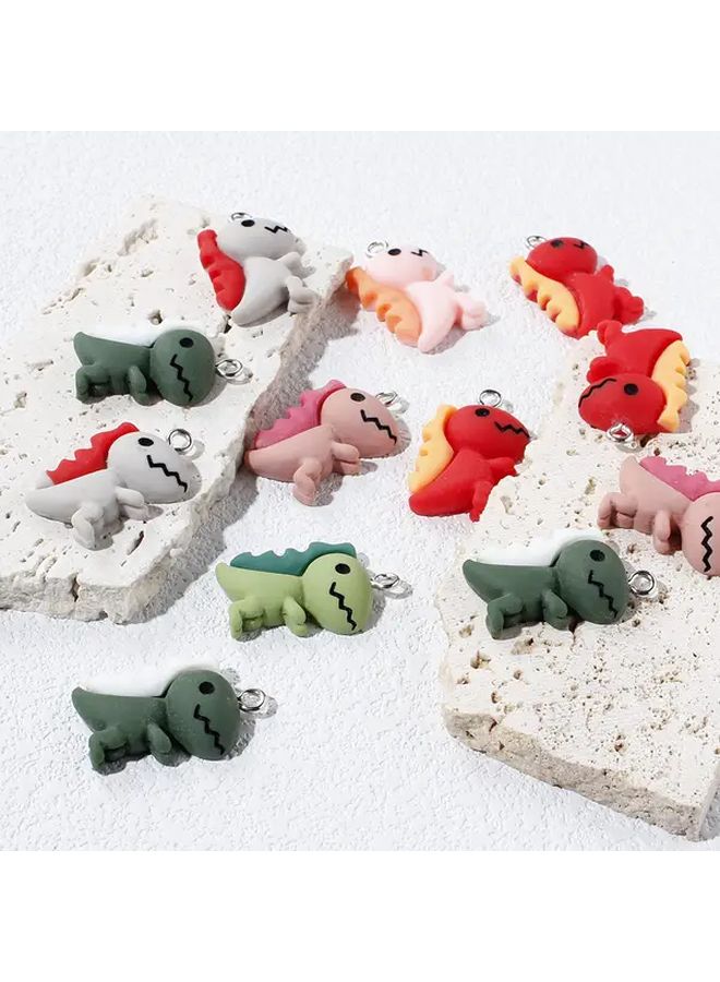 Mixed Color 10pcs Acrylic Cute Dinosaur Pendant DIY Handmade Keychain Bag Accessories - Image 1