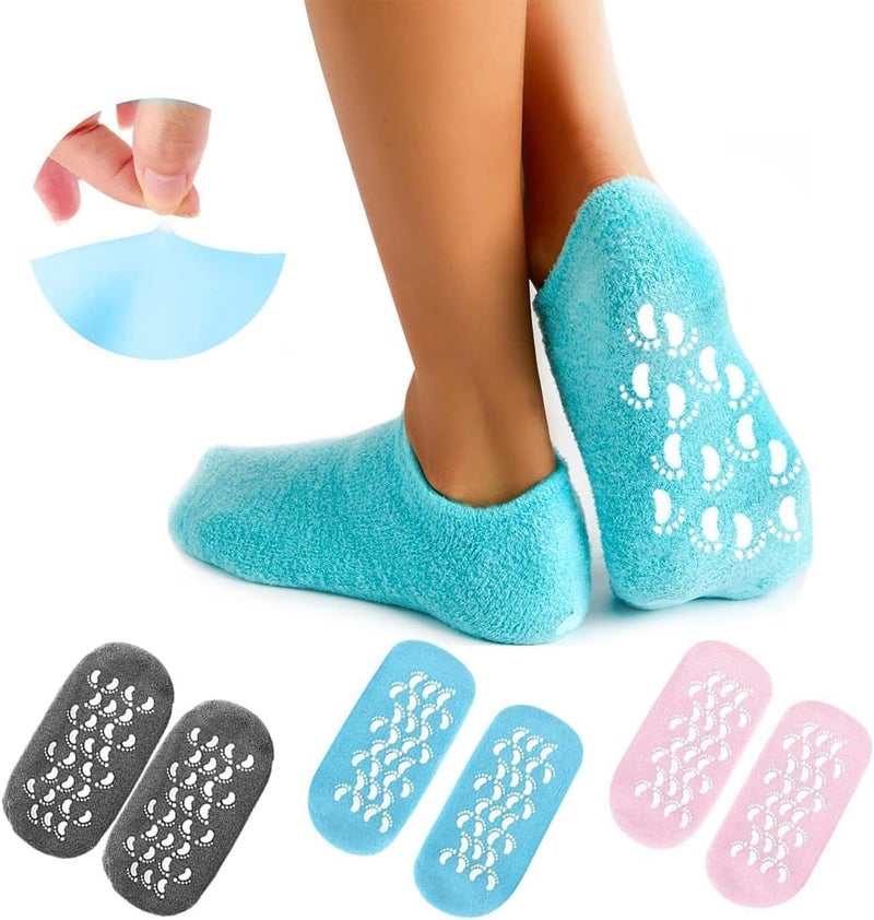 Moisturizing Gel Socks - Silicone Foot Mask for Cracked Heels, Deep Hydration Repair, Spa Treatment at Home, Soft Foot Care Socks for Dry Feet, Reusable Gel Socks (Black)