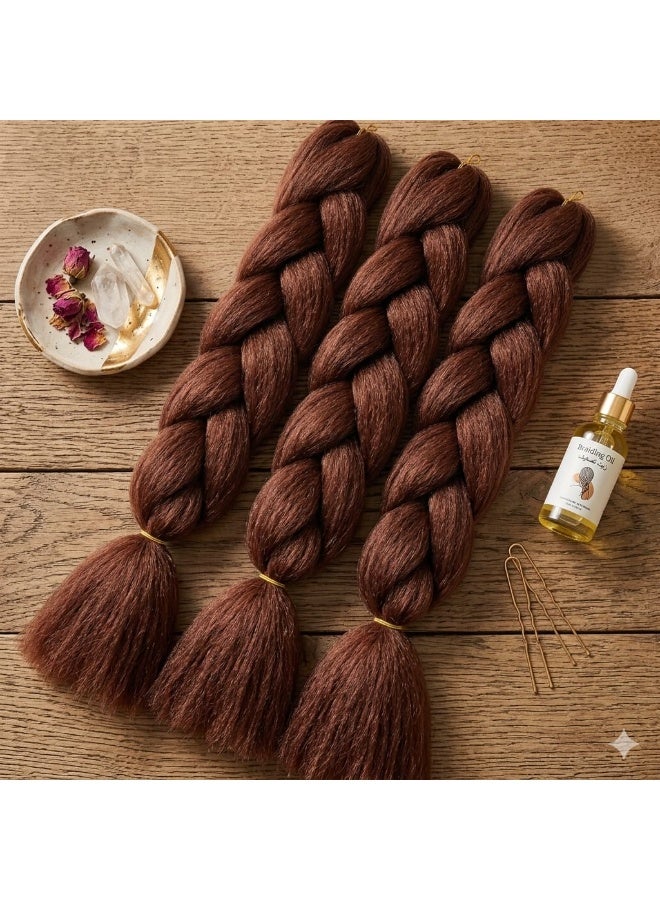 Chocolate Brown Kanekalon Braiding Hair Extensions for Box Braids & Afro Styles - 60cm Long - Professional Synthetic Hair - Image 4