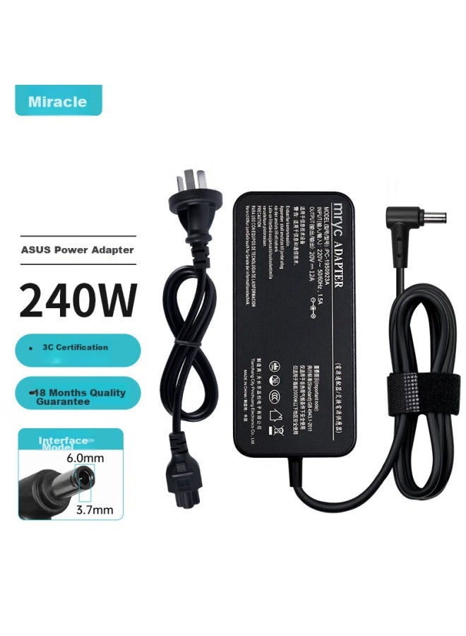 Mryc Asus Tianxuan 3 Moba 5 Xinruihan 16 Laptop Charger, 20v12a Power Adapter Cable, 240w, Compatible With Rog Bingren 4plus 6.0*3.7 - Image 1