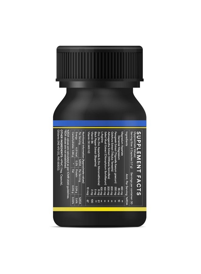 Inlife مكمل دعم التستوستيرون INLIFE للرجال | زنك مونو ميثيونين، مغنيسيوم أسبارتات، تريبولوس، أشواغاندا، سافيد موسلي للطاقة، القوة، التحمل والرفاهية العامة - 60 كبسولة نباتية - Image 5