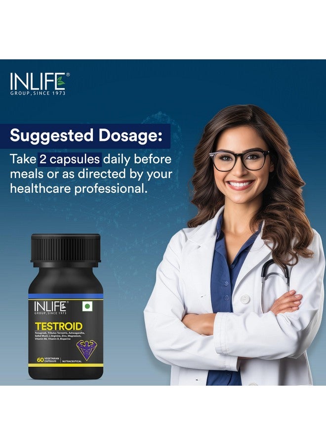 Inlife مكمل دعم التستوستيرون INLIFE للرجال | زنك مونو ميثيونين، مغنيسيوم أسبارتات، تريبولوس، أشواغاندا، سافيد موسلي للطاقة، القوة، التحمل والرفاهية العامة - 60 كبسولة نباتية - Image 3