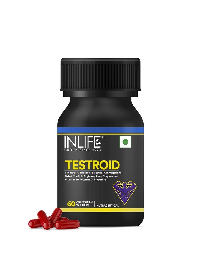 Inlife مكمل دعم التستوستيرون INLIFE للرجال | زنك مونو ميثيونين، مغنيسيوم أسبارتات، تريبولوس، أشواغاندا، سافيد موسلي للطاقة، القوة، التحمل والرفاهية العامة - 60 كبسولة نباتية - Image 1